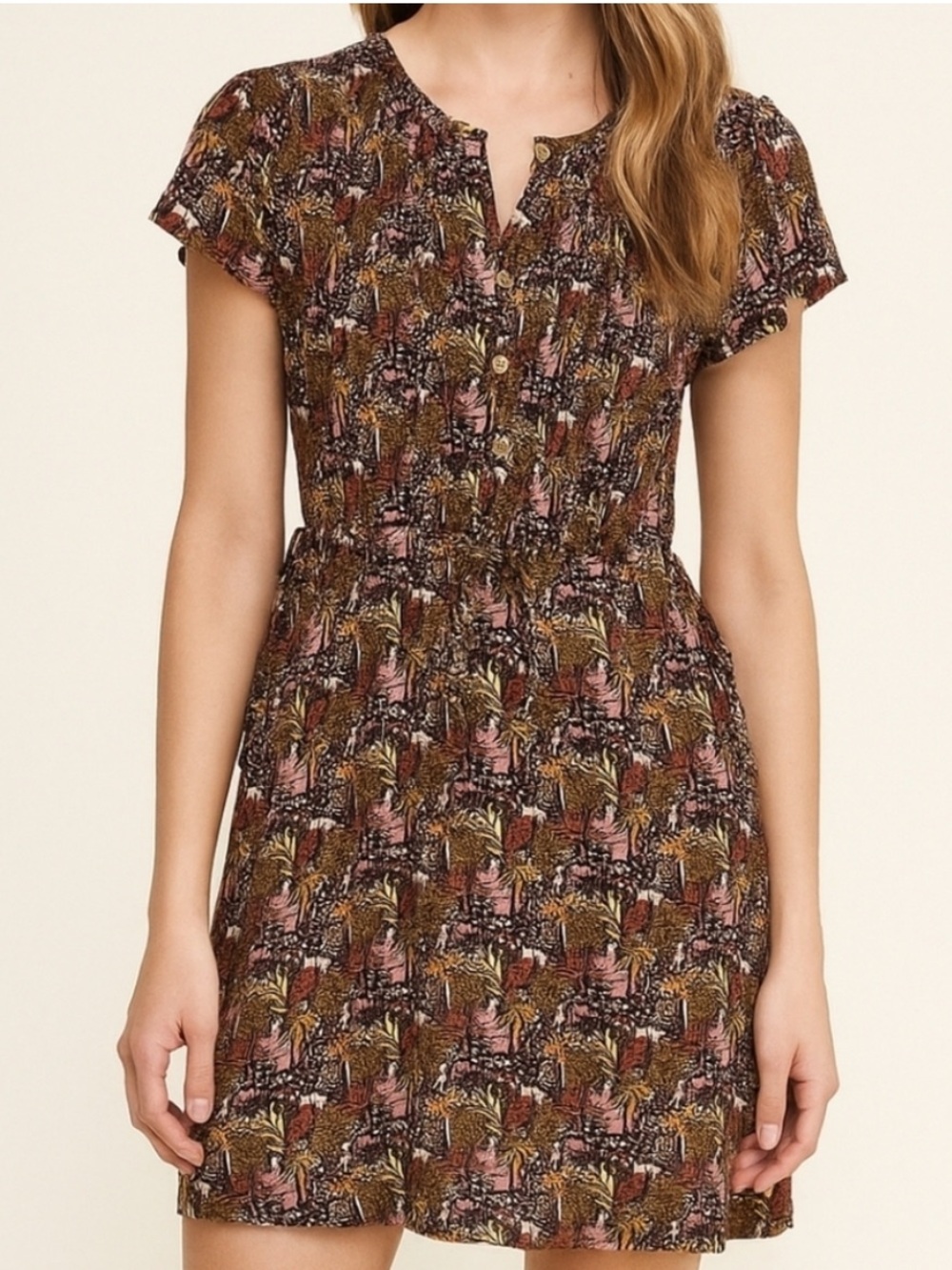 Ann Taylor LOFT Eclectic Tropical Animal Print Casual Mini Dress XL